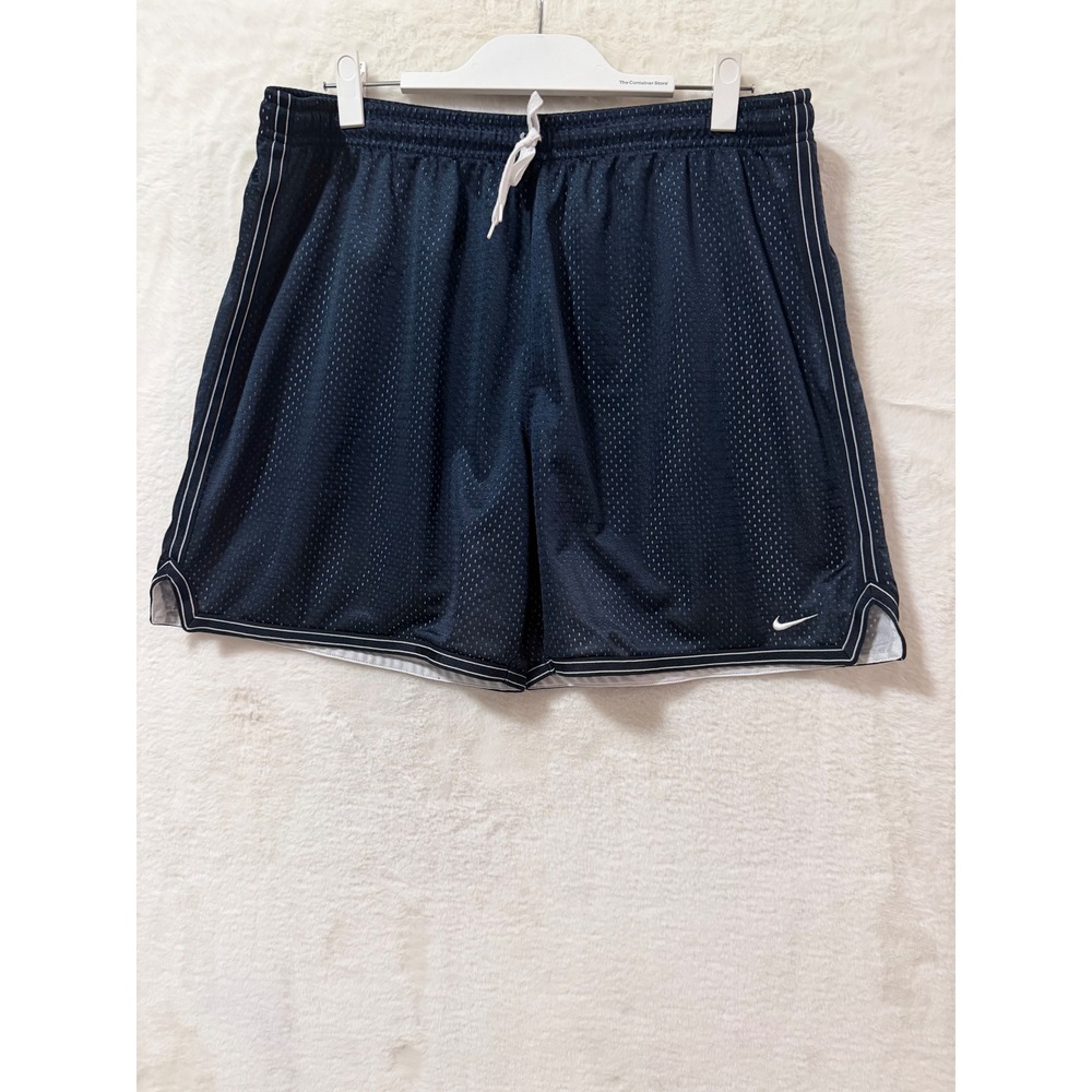 Nike Mesh Athletic Shorts Boys XL Navy Blue White Swoosh Basketball 257486-475